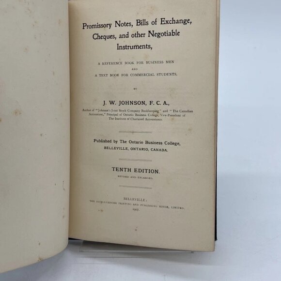 Promissory Notes Drafts and Cheques by J.W. Johnson FCA Tenth Edition (1907) - Picture 4 of 5